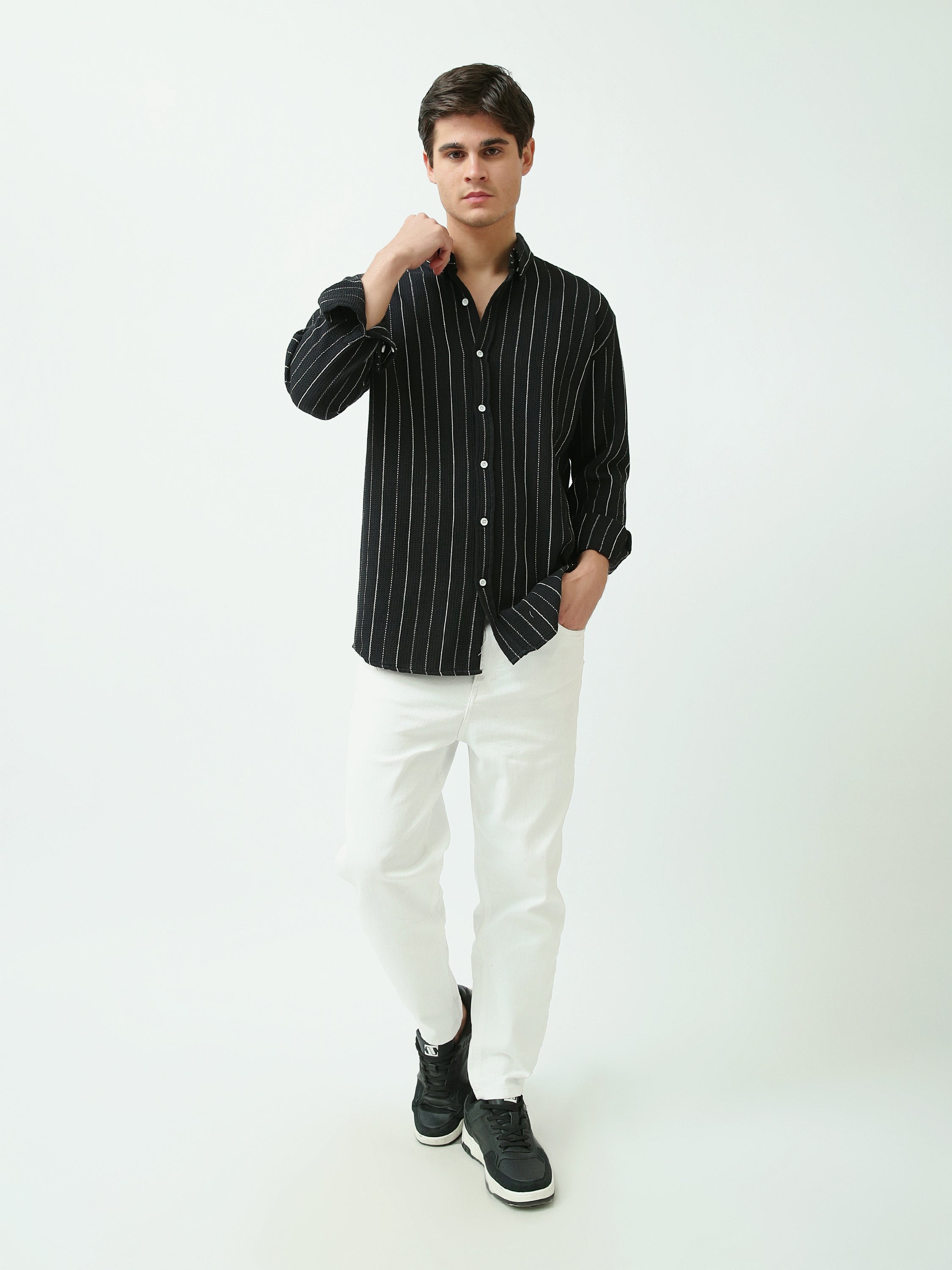 Chemise Homme à Rayures Verticales Coupe Décontractée - SHI25SSCR16031TM1