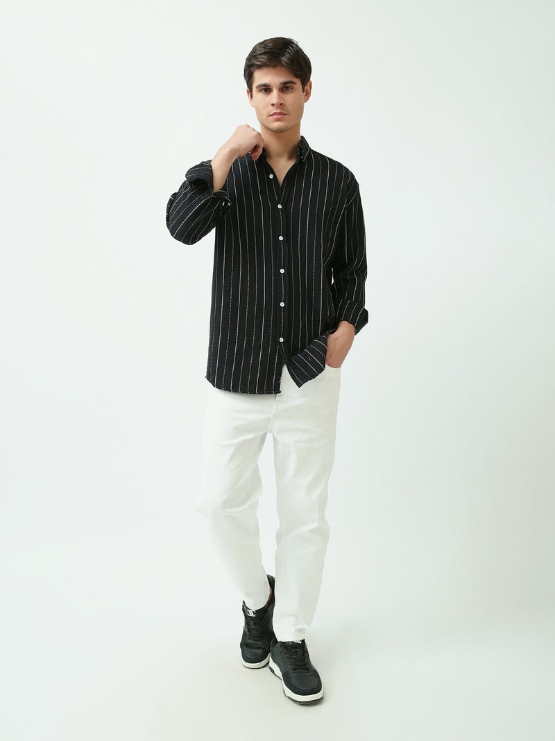 Chemise Homme à Rayures Verticales Coupe Décontractée - SHI25SSCR16031TM1