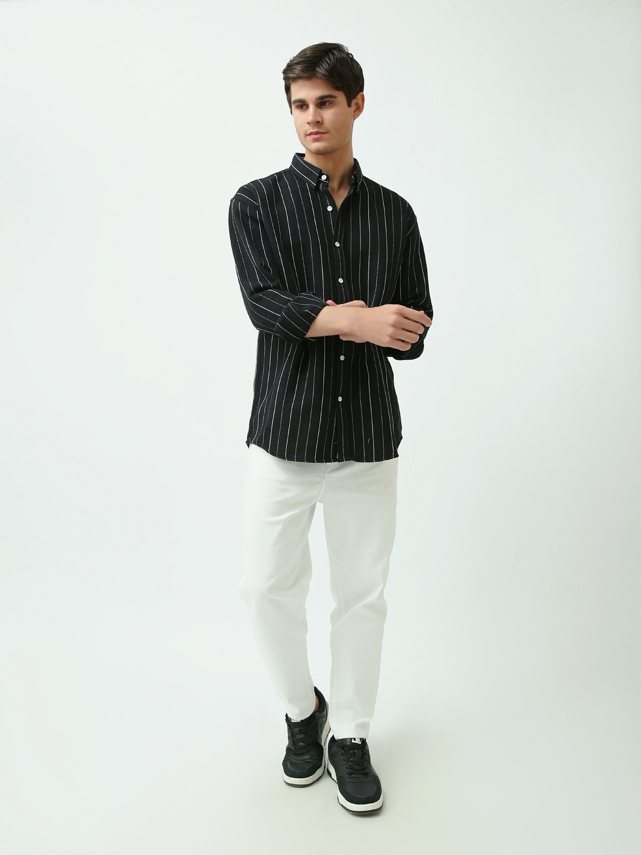 Chemise Homme à Rayures Verticales Coupe Décontractée - SHI25SSCR16031TM1