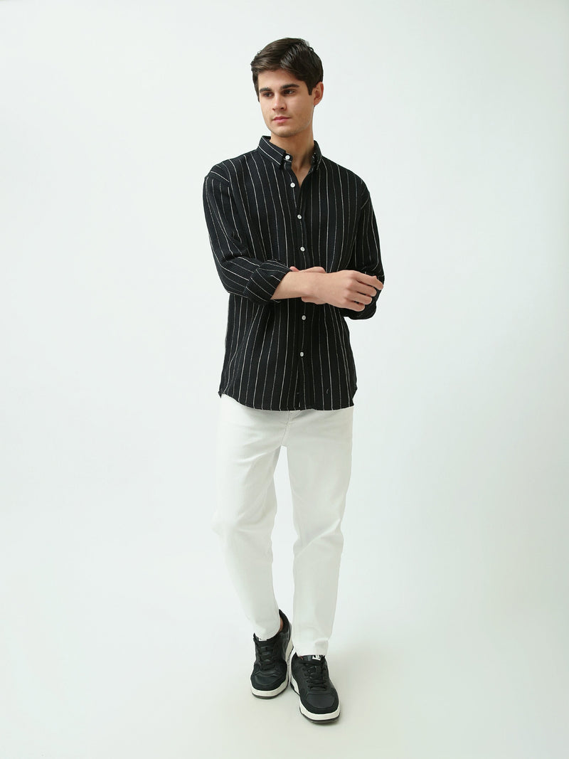 Chemise Homme à Rayures Verticales Coupe Décontractée - SHI25SSCR16031TM1