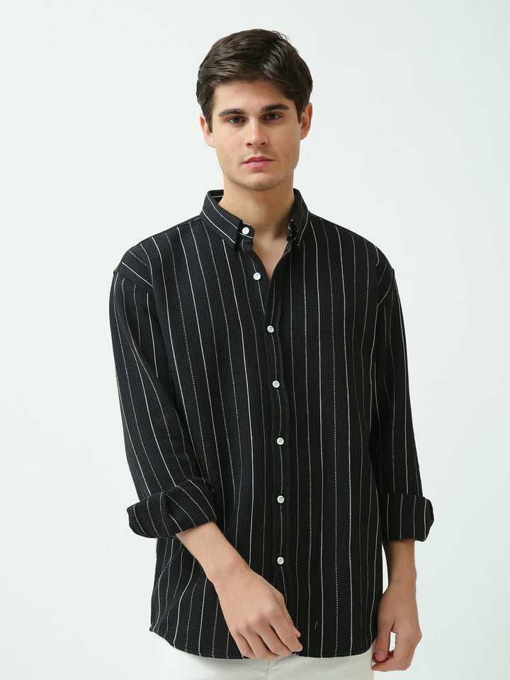 Chemise Homme à Rayures Verticales Coupe Décontractée - SHI25SSCR16031TM1