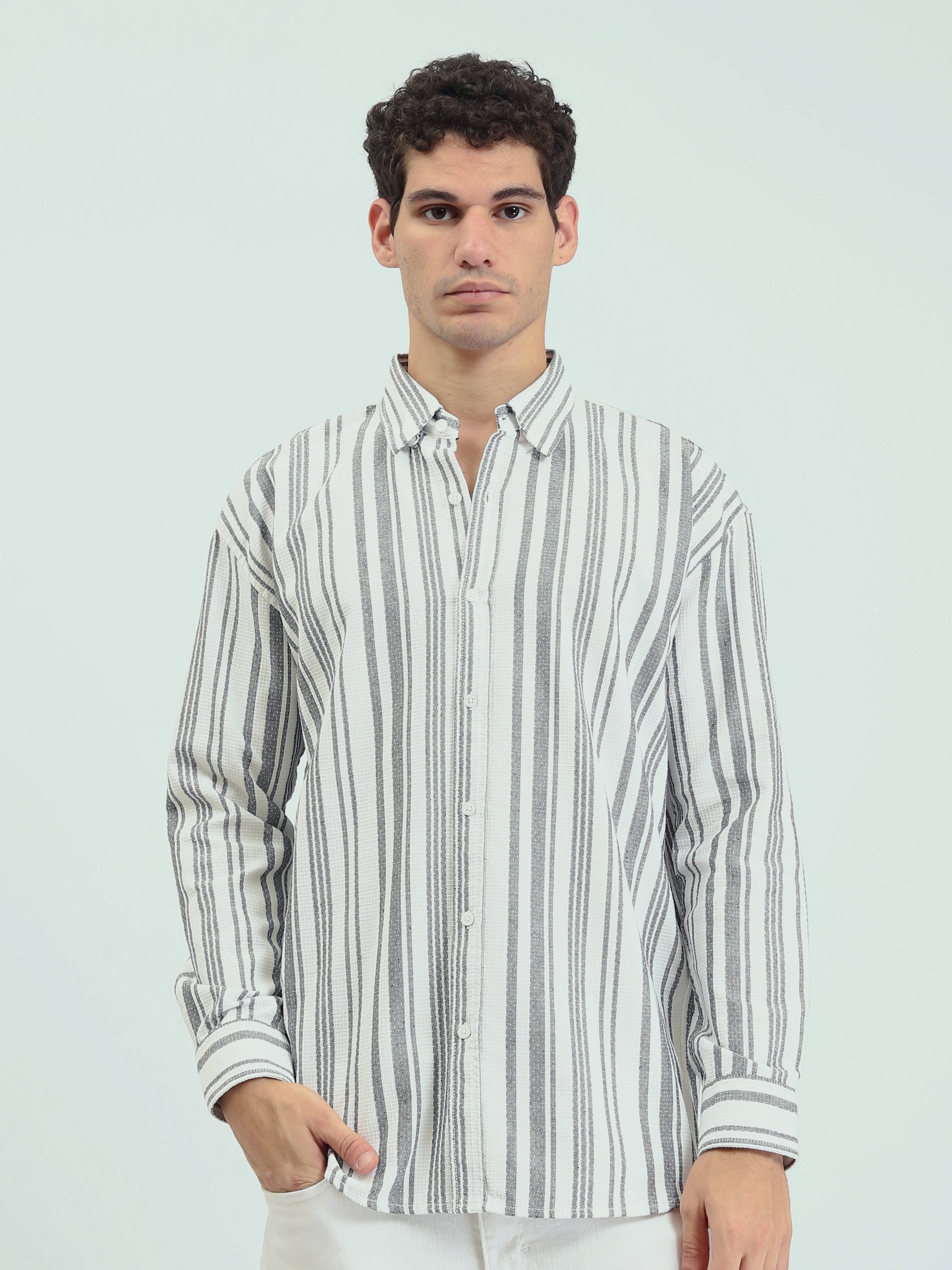 Chemise Homme à Rayures Verticales Coupe Regular - SHI25SSCR16032TM1