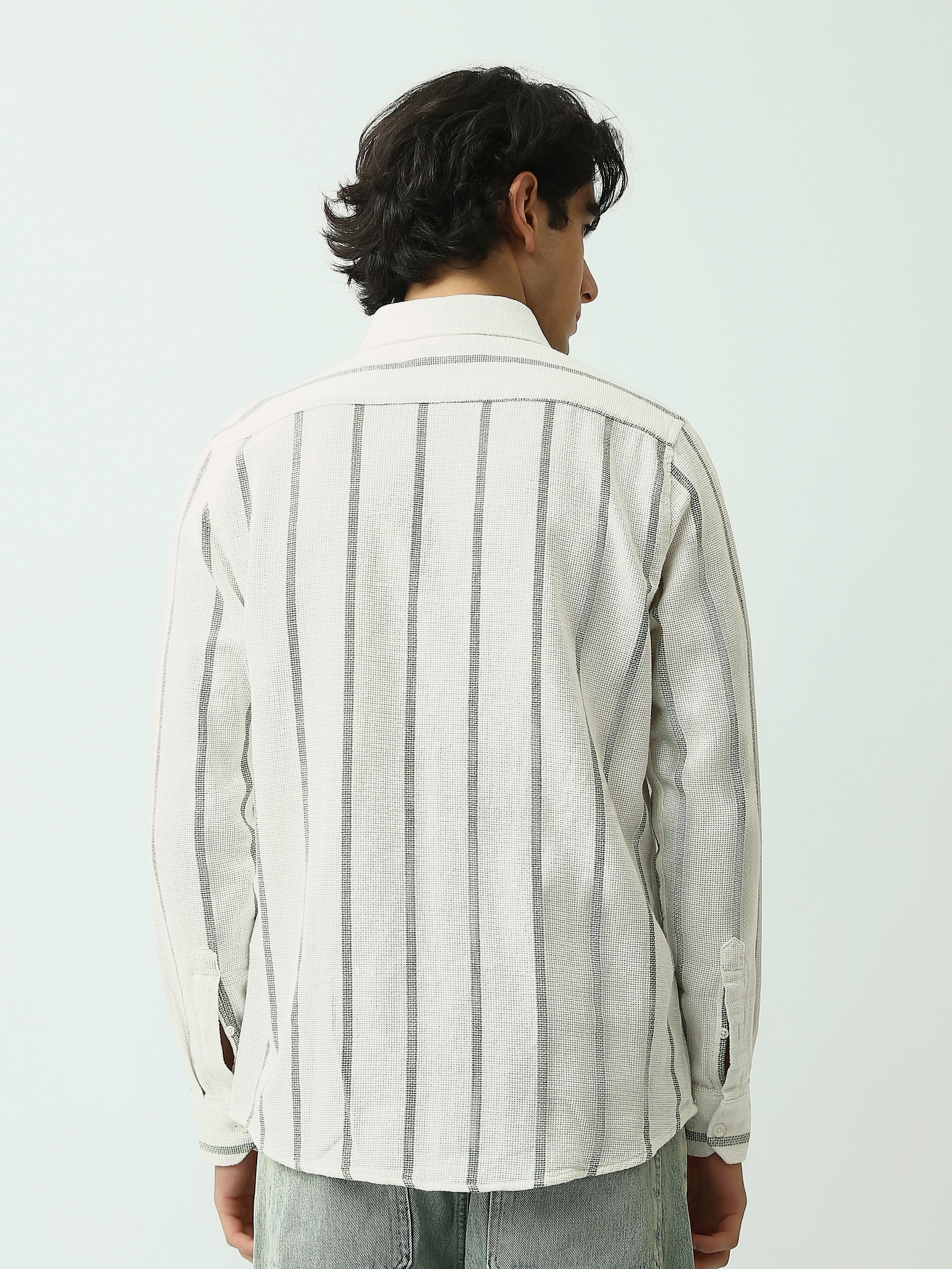 Chemise Homme à Rayures Verticales Coupe Décontractée - SHI25SSCR16033TM1