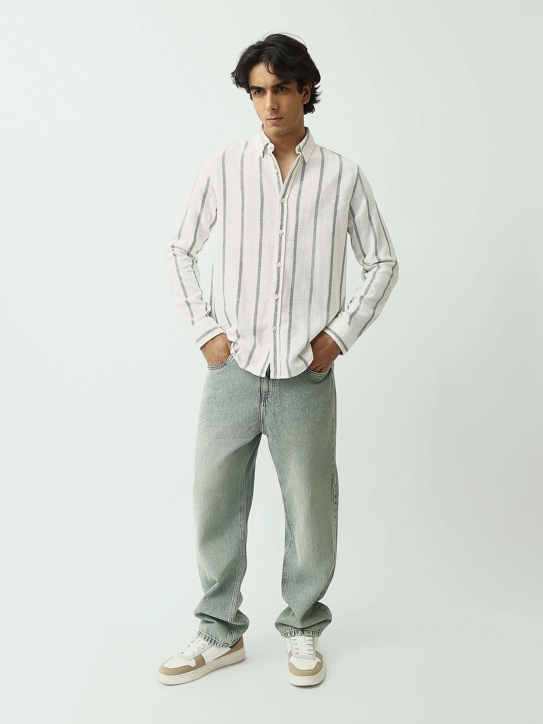 Chemise Homme à Rayures Verticales Coupe Décontractée - SHI25SSCR16033TM1