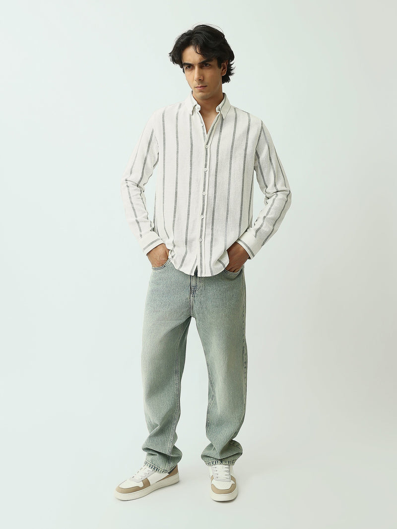 Chemise Homme à Rayures Verticales Coupe Décontractée - SHI25SSCR16033TM1