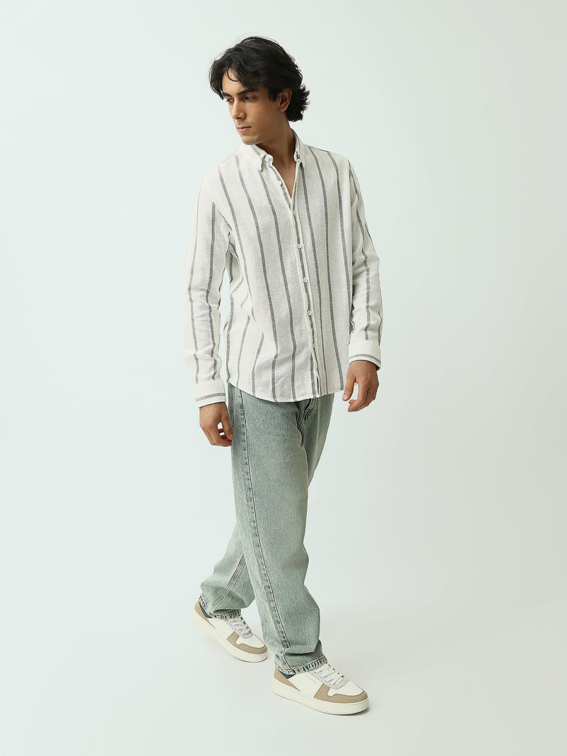 Chemise Homme à Rayures Verticales Coupe Décontractée - SHI25SSCR16033TM1