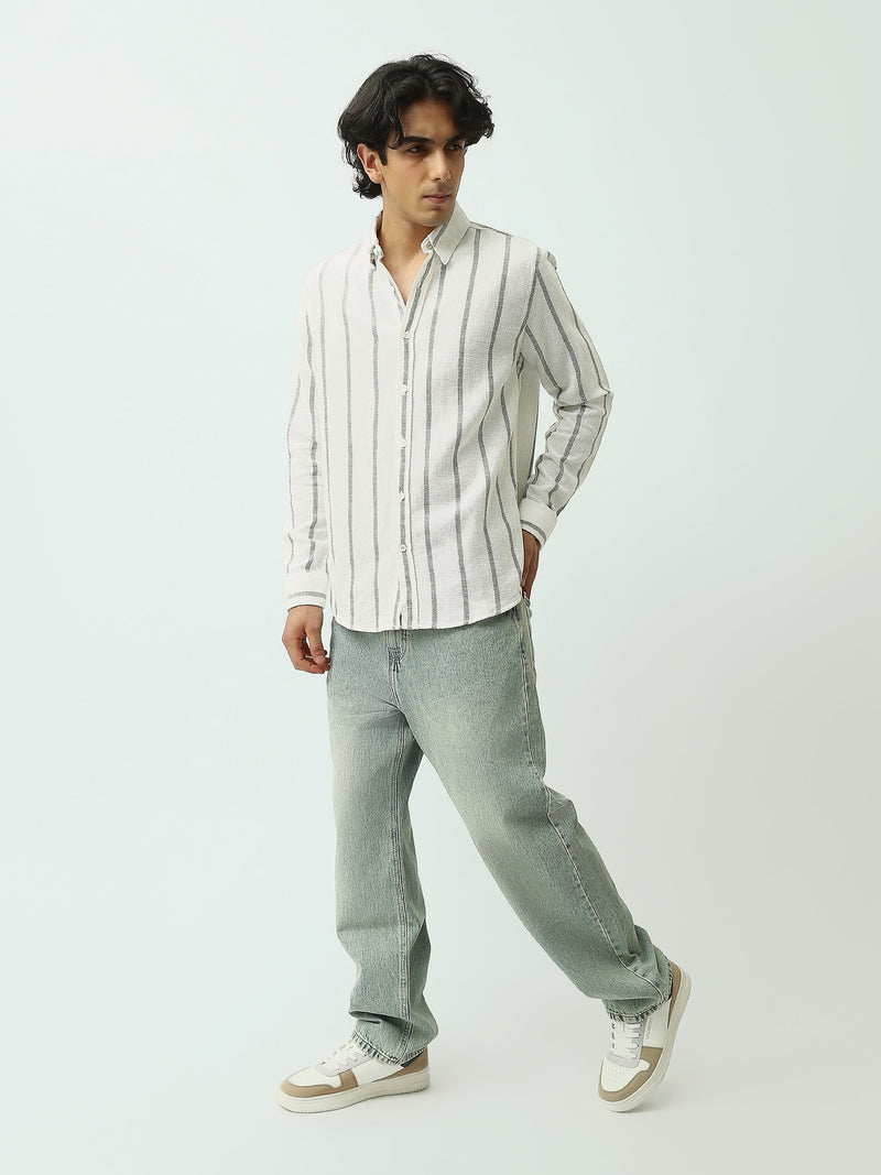 Chemise Homme à Rayures Verticales Coupe Décontractée - SHI25SSCR16033TM1
