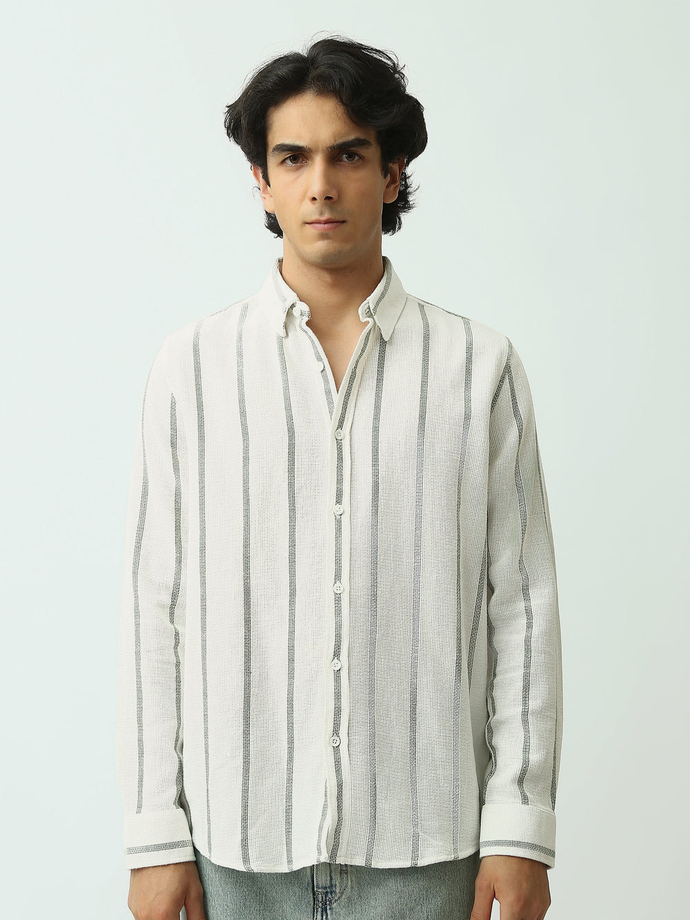 Chemise Homme à Rayures Verticales Coupe Décontractée - SHI25SSCR16033TM1