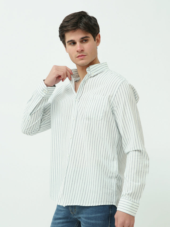 Chemise homme rayée à manches longues avec col mao – SHI25SSIR16000TM1
