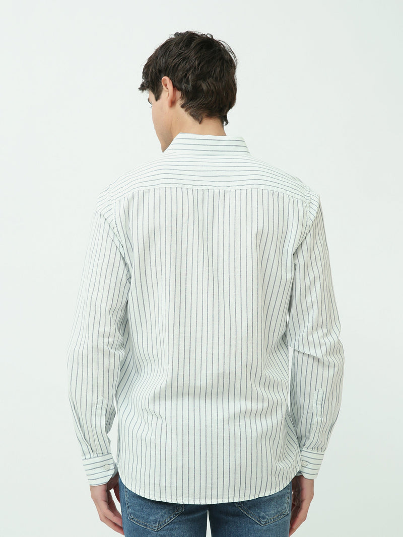 Chemise homme rayée à manches longues avec col mao – SHI25SSIR16000TM1