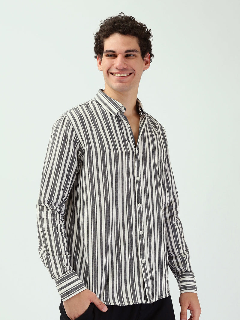 Chemise Rayée Homme à Manches Longues – Style Casual Chic - SHI25SSIR16012TM1