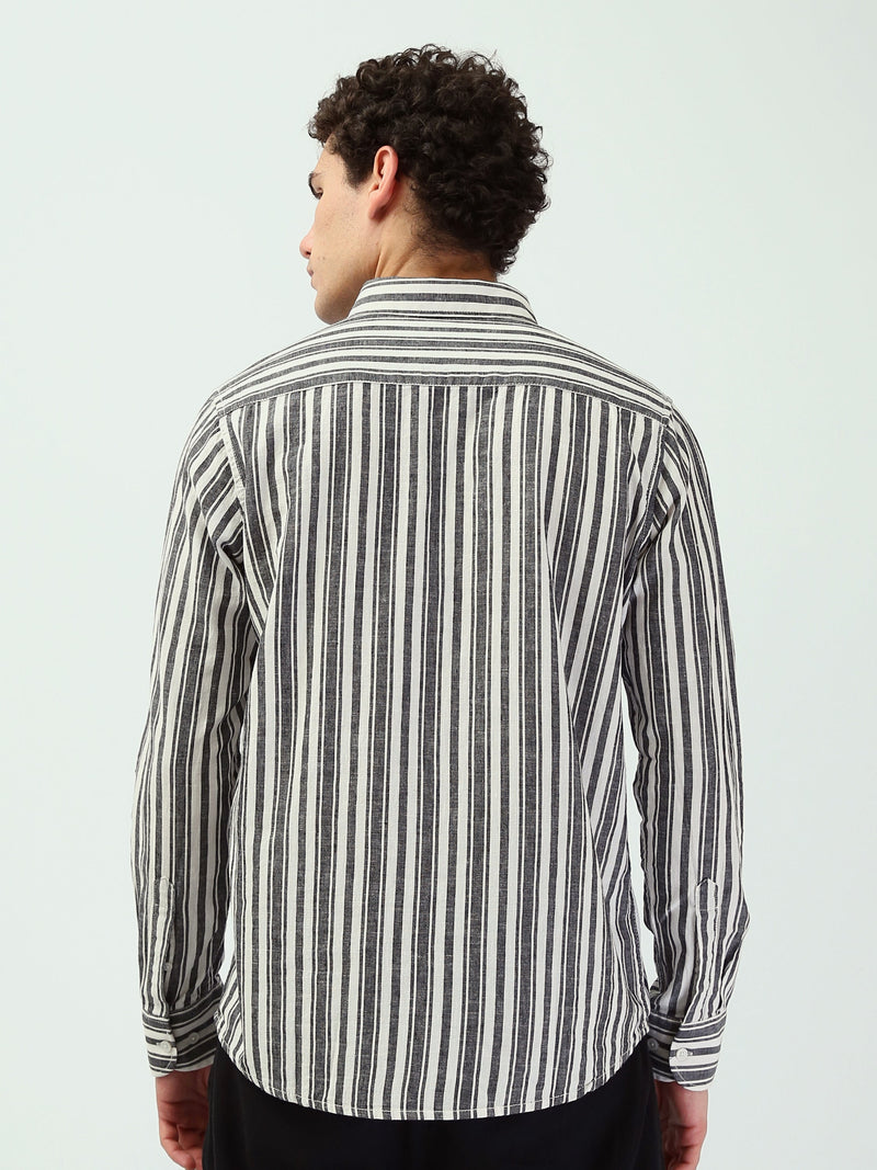 Chemise Rayée Homme à Manches Longues – Style Casual Chic - SHI25SSIR16012TM1