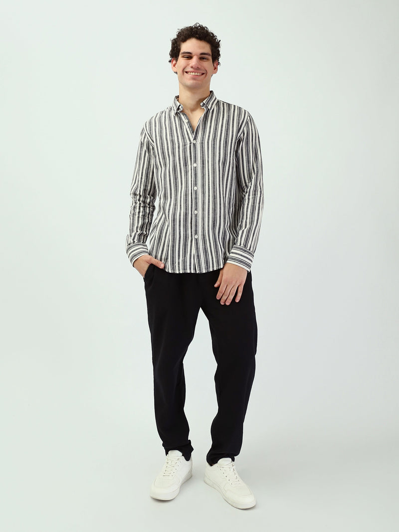 Chemise Rayée Homme à Manches Longues – Style Casual Chic - SHI25SSIR16012TM1