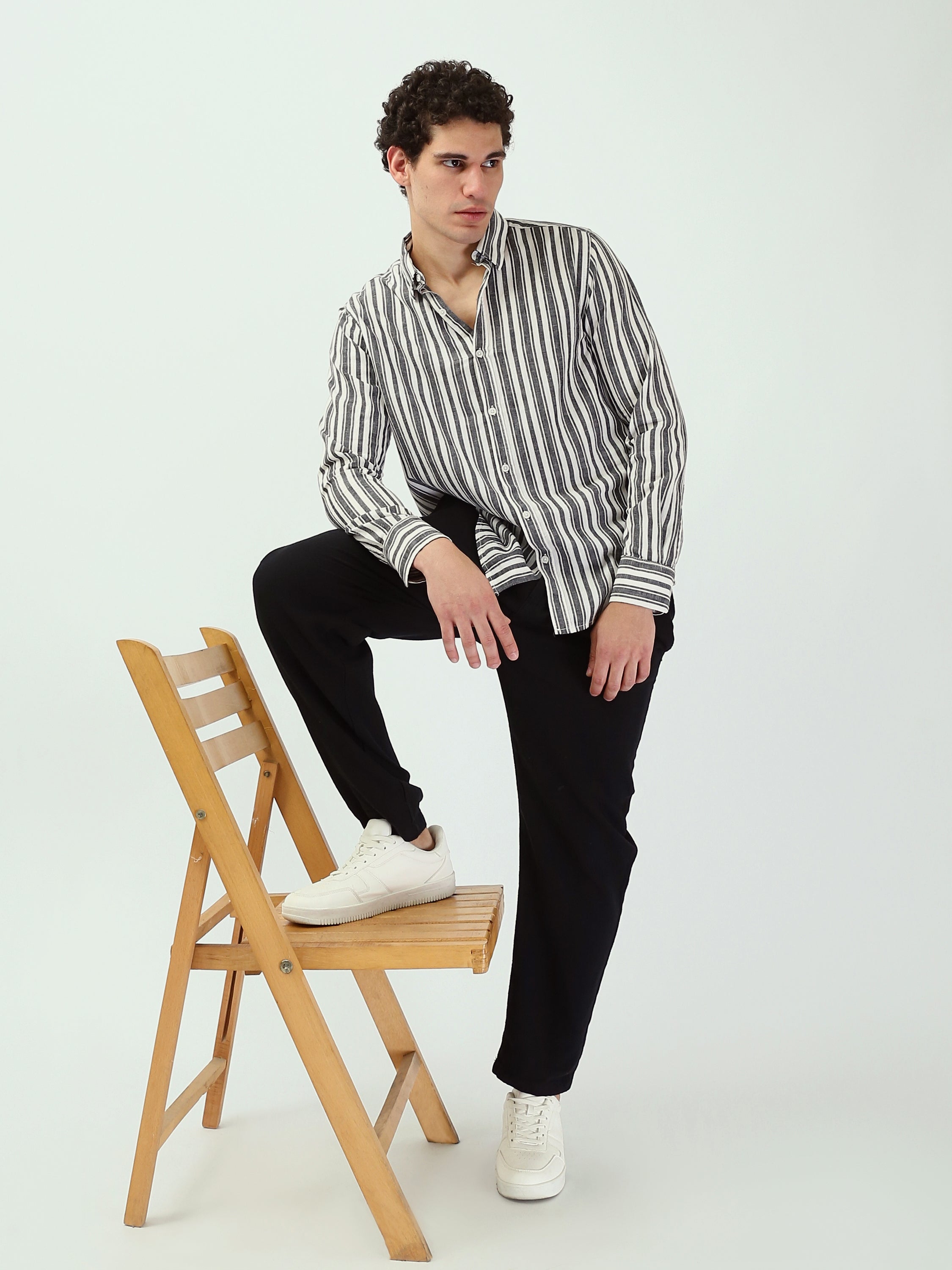 Chemise Rayée Homme à Manches Longues – Style Casual Chic - SHI25SSIR16012TM1