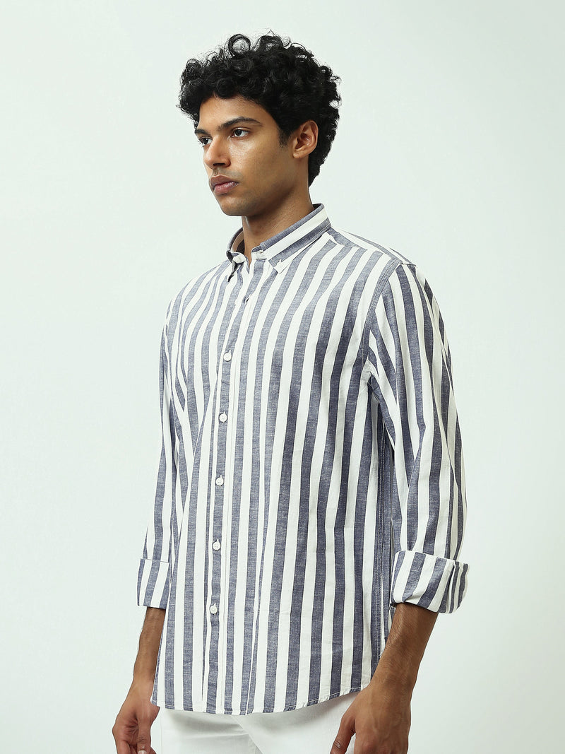 Chemise Homme à Rayures Verticales et Col Boutonné - SHI25SSIR17482TM1