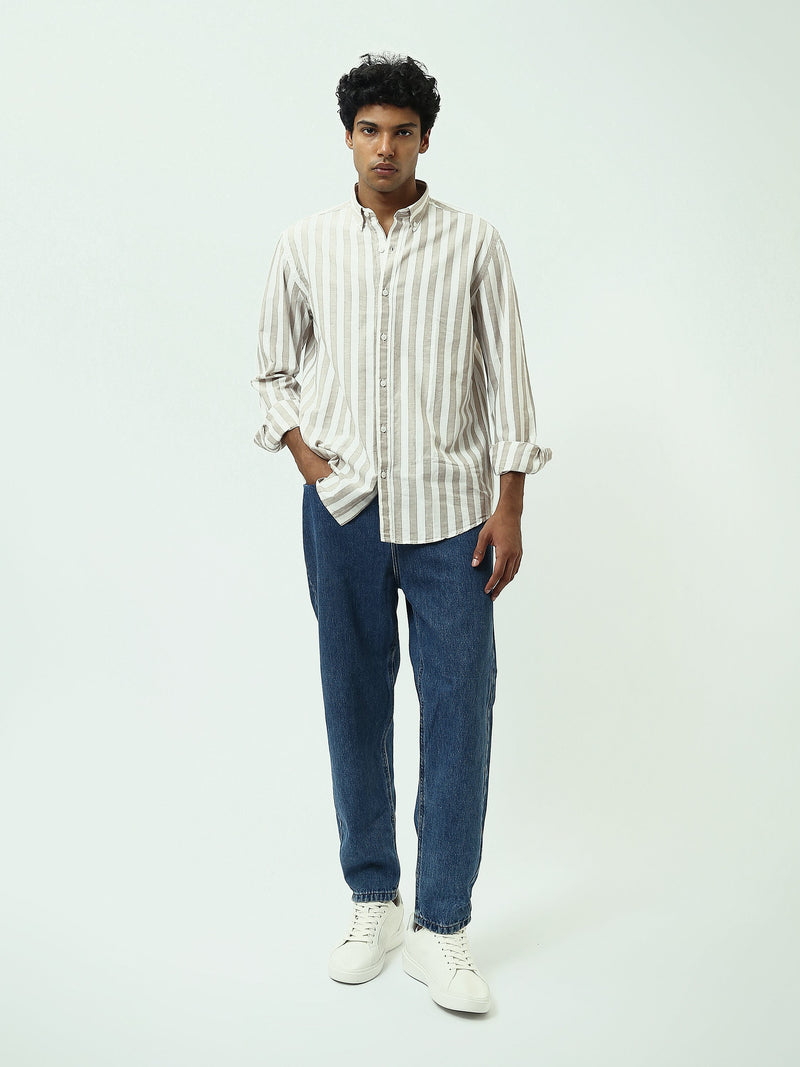Chemise Homme à Rayures Verticales et Col Boutonné - SHI25SSIR17482TM1