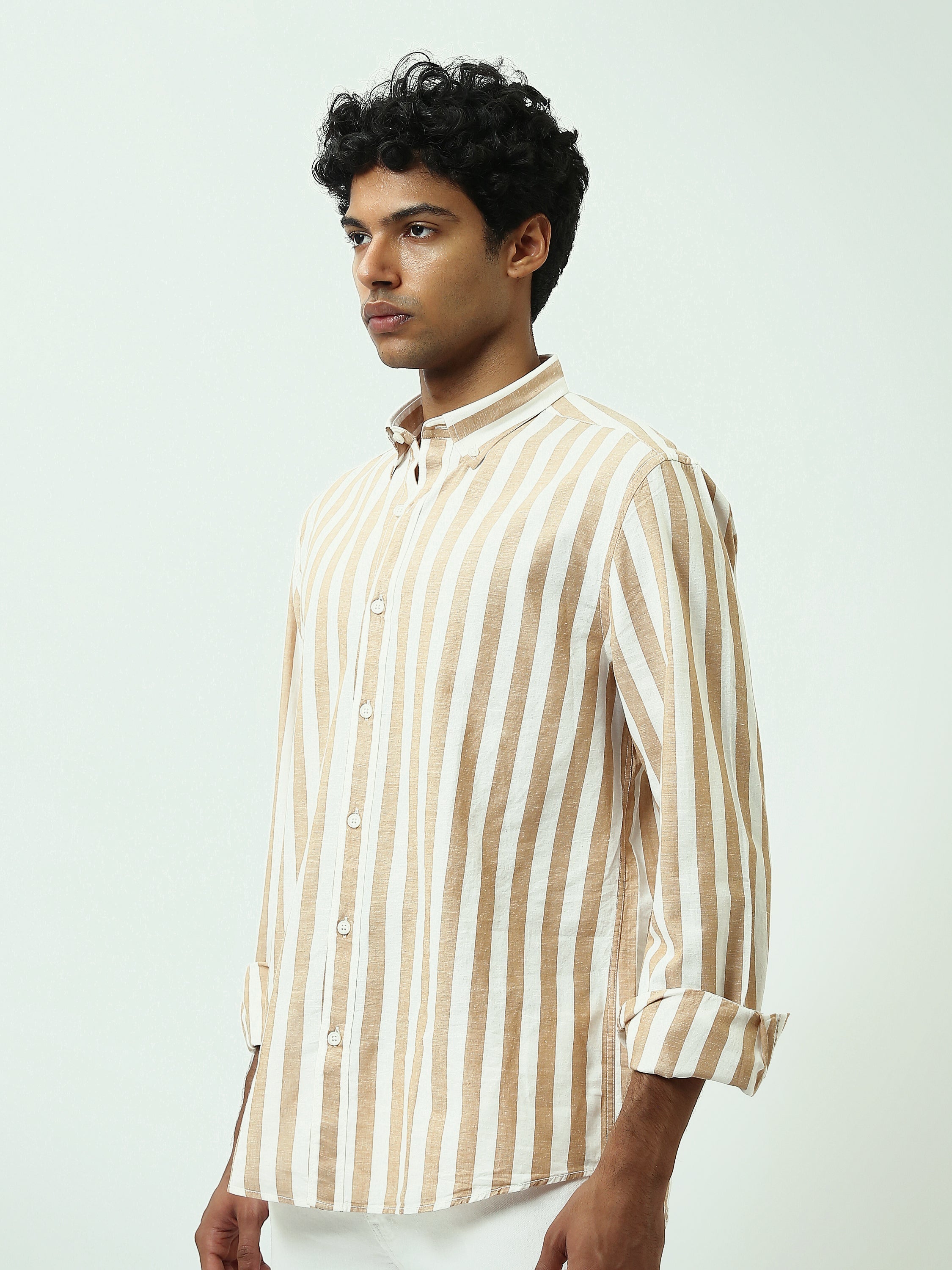 Chemise Homme à Rayures Verticales et Col Boutonné - SHI25SSIR17482TM1