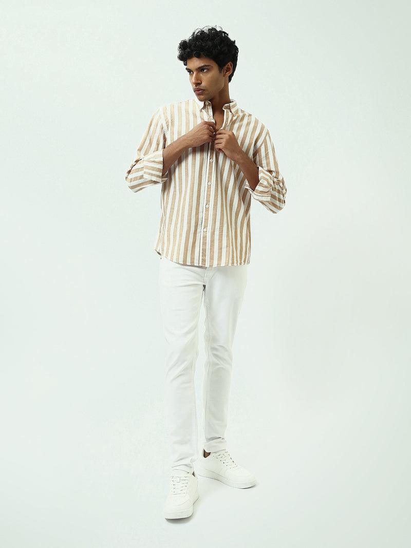 Chemise Homme à Rayures Verticales et Col Boutonné - SHI25SSIR17482TM1