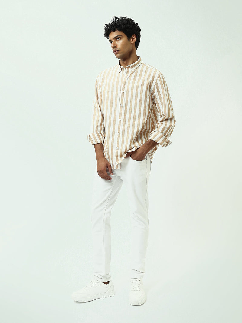 Chemise Homme à Rayures Verticales et Col Boutonné - SHI25SSIR17482TM1