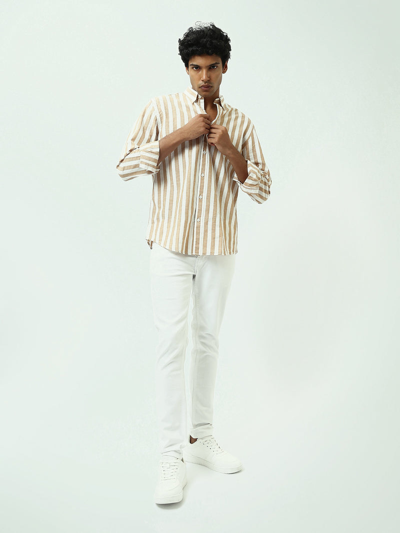 Chemise Homme à Rayures Verticales et Col Boutonné - SHI25SSIR17482TM1