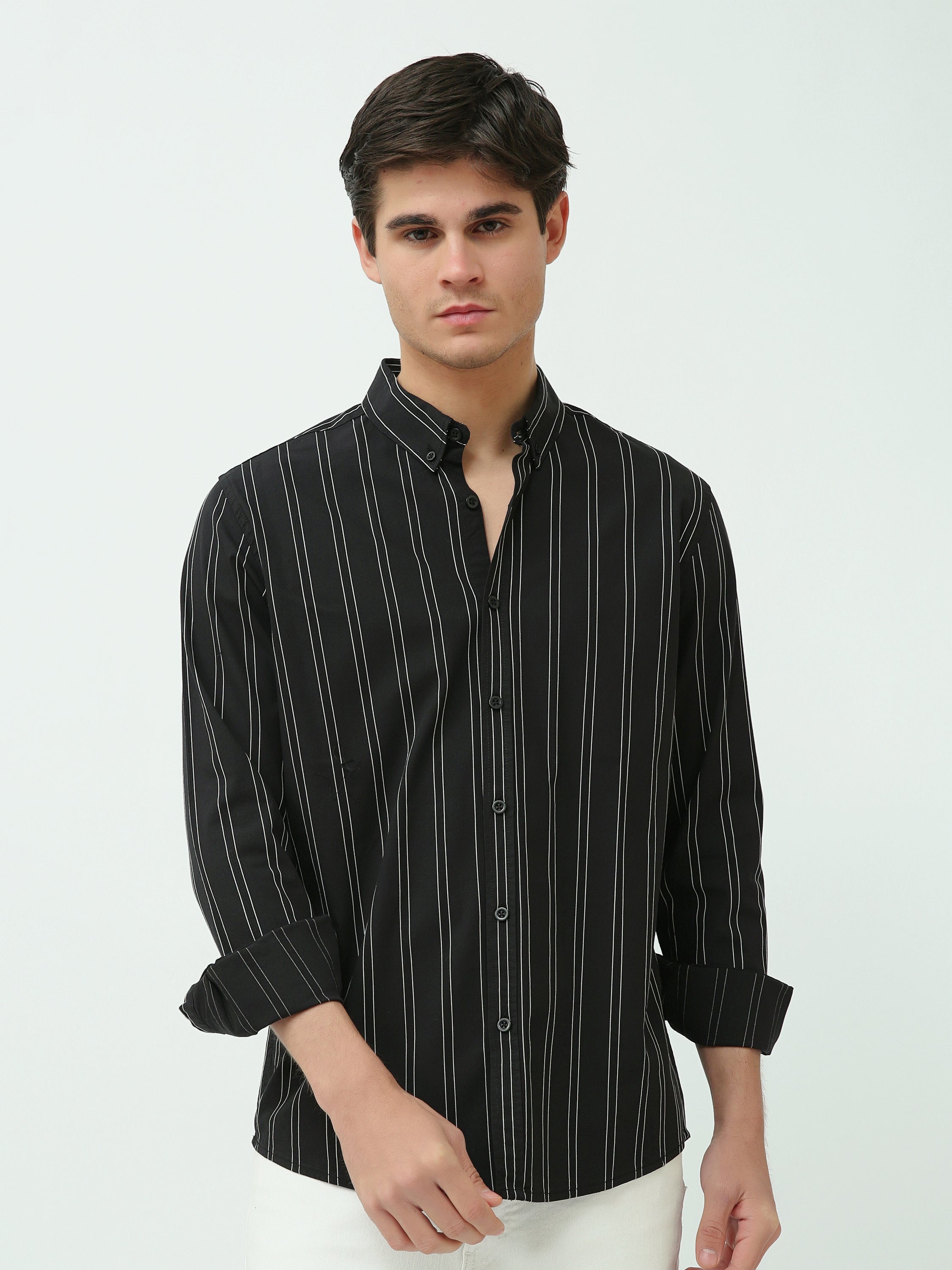 قميص رجالي سليم فيت كلاسيكي مخطط - SHI25SSLR19465TM1