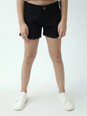 Short fille en denim avec finition dentelle – taille haute - SHR24SDBP70571MG1 - Justyol