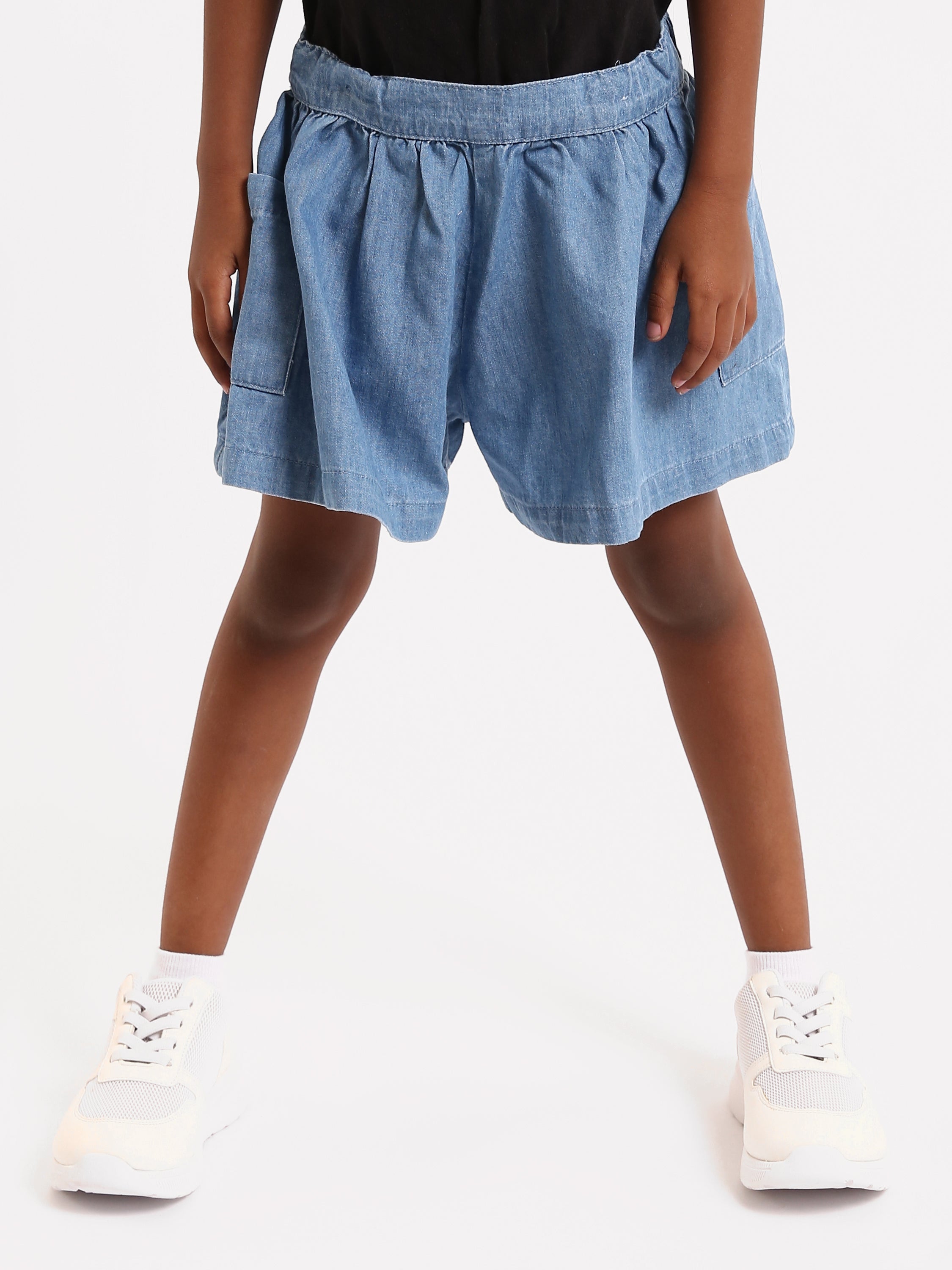 Shorts fille en jean bleu avec poches - SHR24SDBS70653MG1