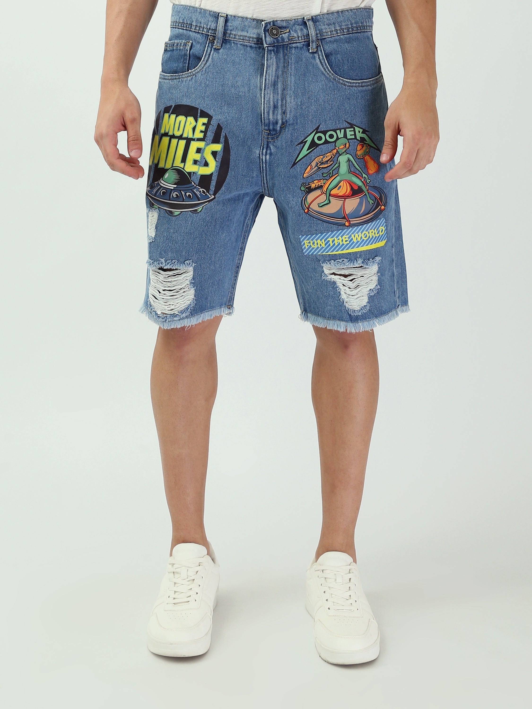 Shorts en jean graphique pour homme - Style décontracté et tendance - SHR24SDPP30201TM1
