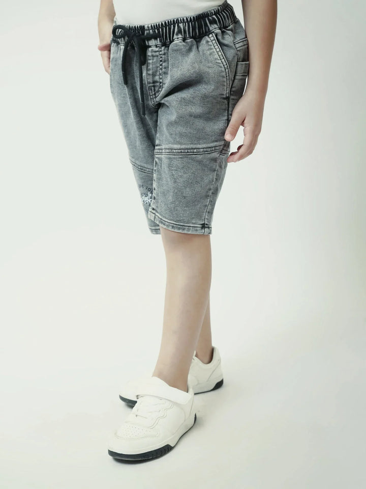 Short garçon gris effet denim avec taille élastique et cordon - SHR24SDPS75417MB1