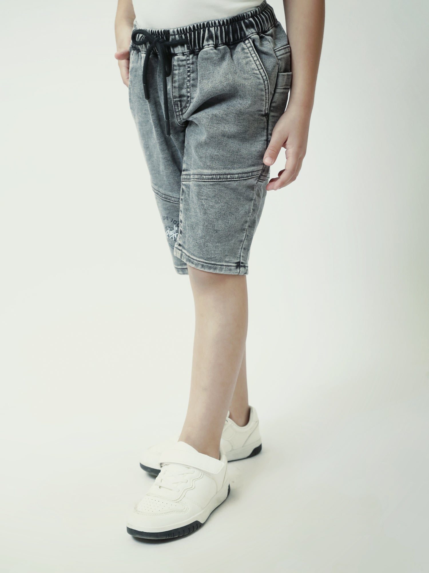 Short garçon gris effet denim avec taille élastique et cordon - SHR24SDPS75417MB1