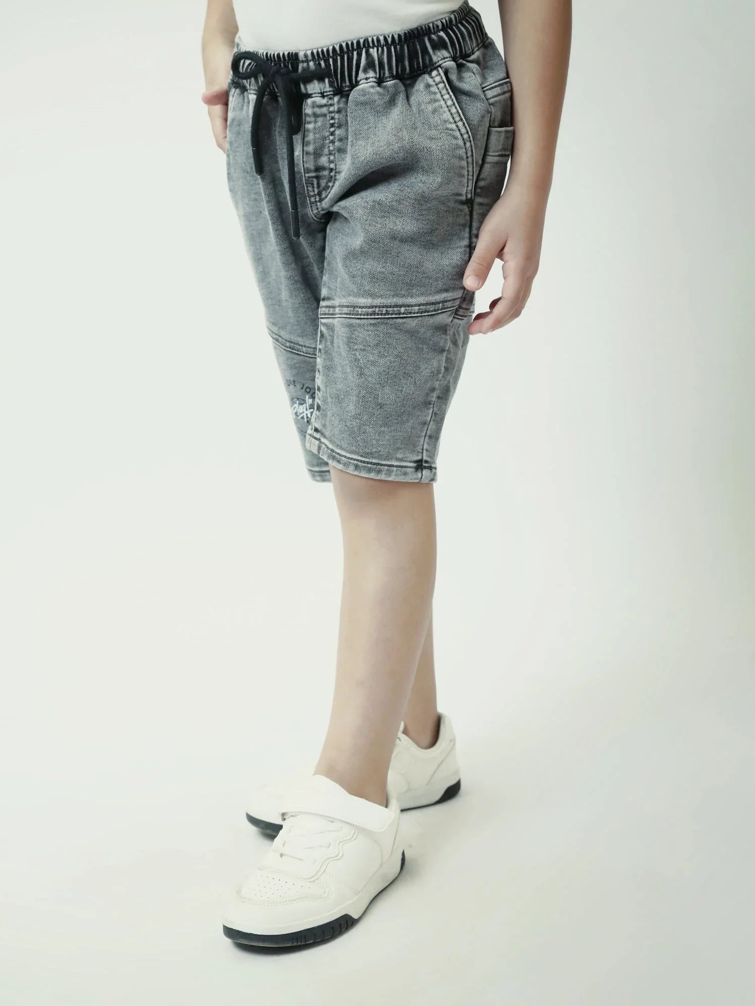 Short garçon gris effet denim avec taille élastique et cordon - SHR24SDPS75417MB1 - Justyol