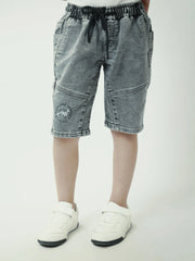 Short garçon gris effet denim avec taille élastique et cordon - SHR24SDPS75417MB1 - Justyol