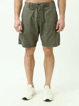 Short en tissu pour homme avec taille élastique et poches latérales, couleur olive - SHR24SGBC23168TM1