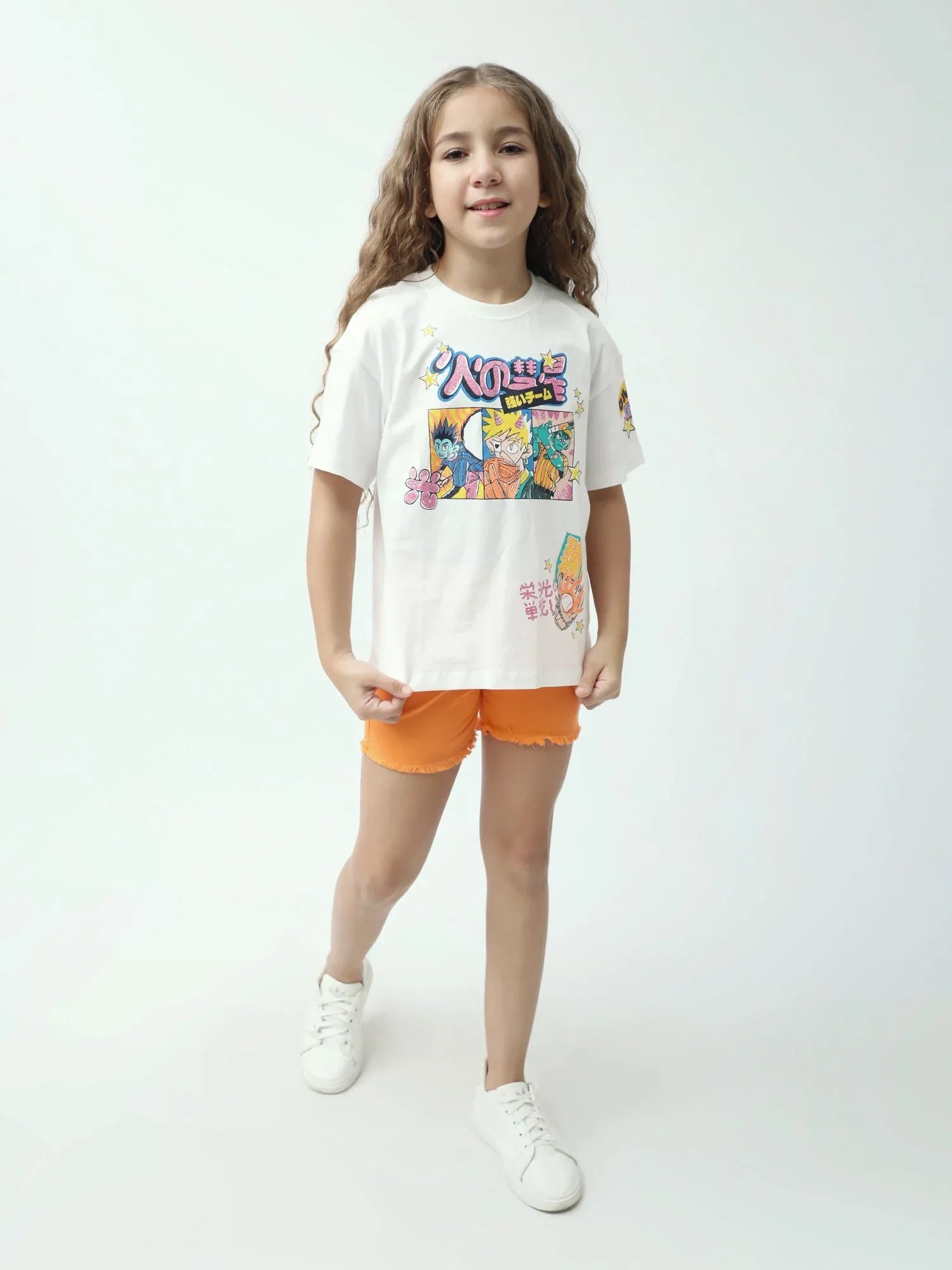 Short fille en coton avec ourlet effiloché – couleurs tendance - SHR24SGBP70572MG1 - Justyol
