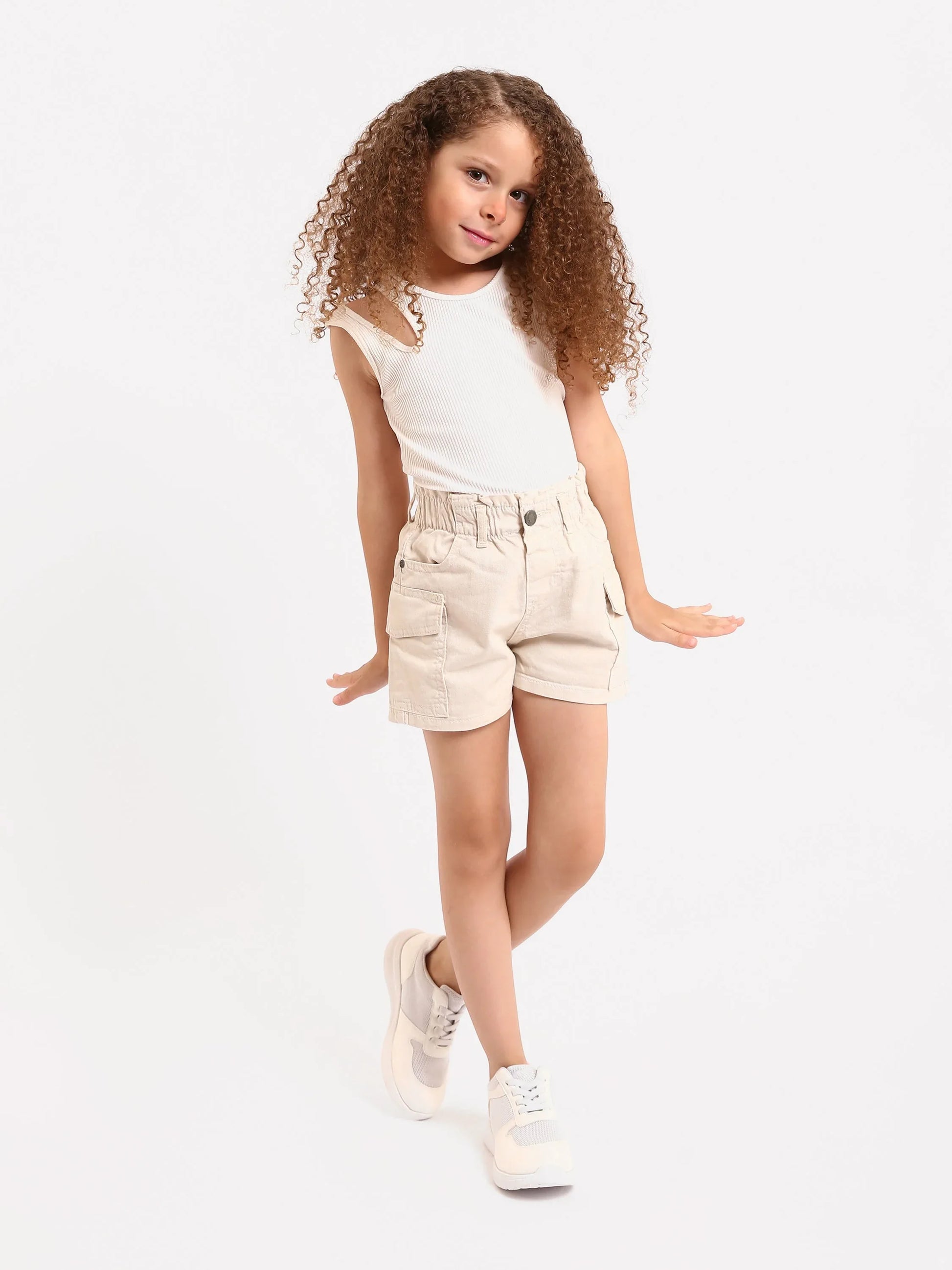 Shorts cargo fille beige et jaune - SHR24SGBP70622MG1 - Justyol