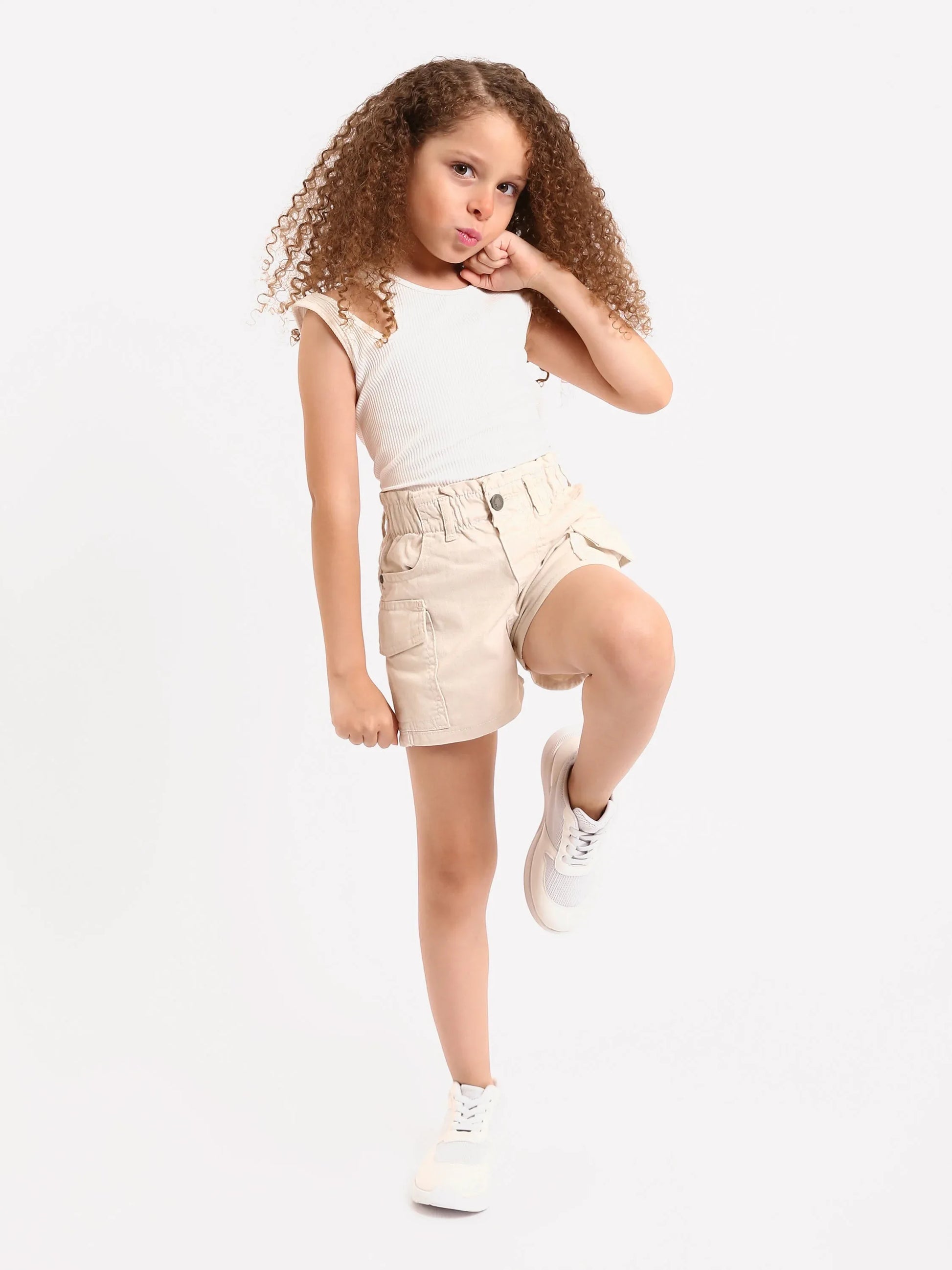 Shorts cargo fille beige et jaune - SHR24SGBP70622MG1 - Justyol