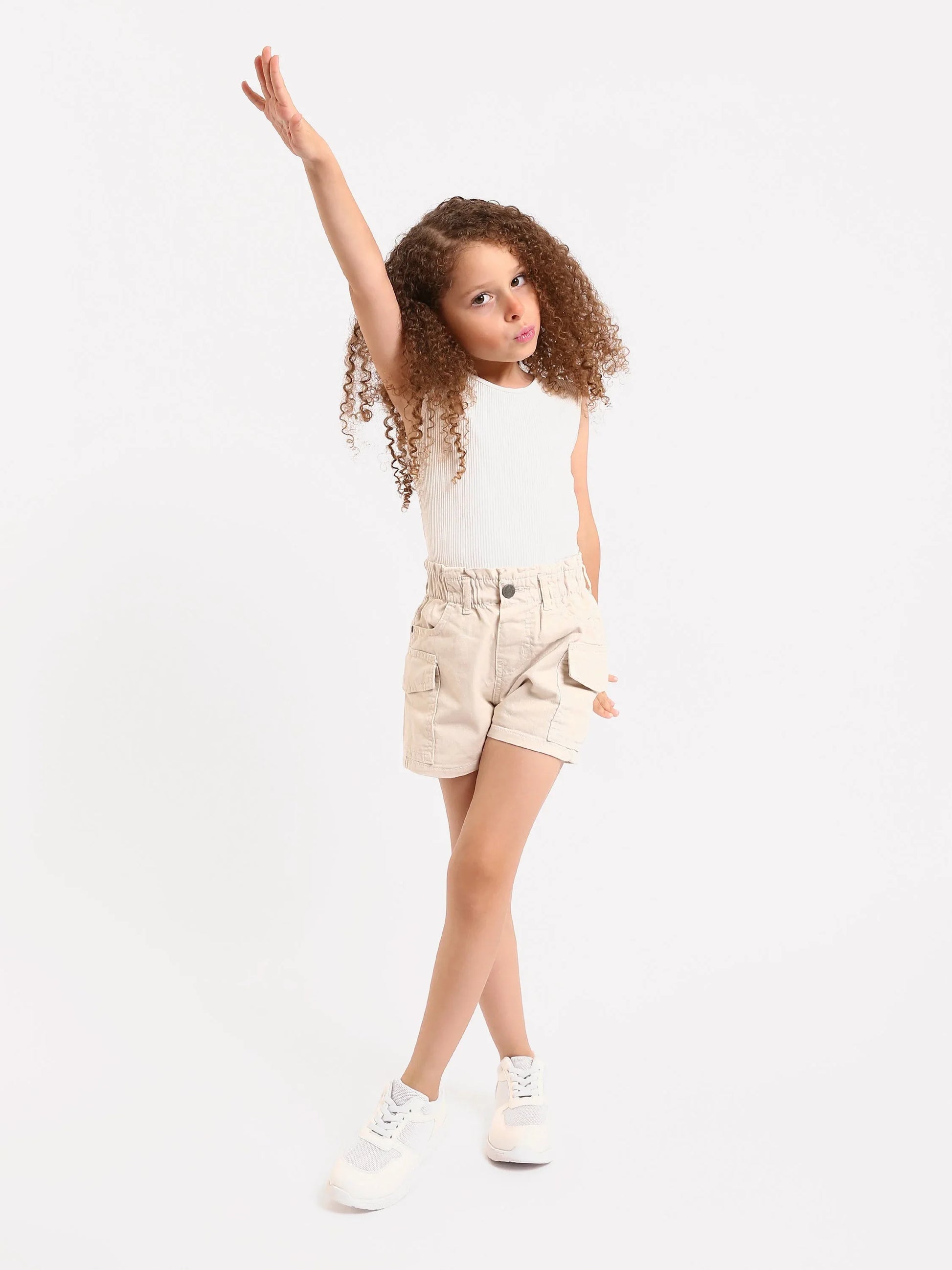 Shorts cargo fille beige et jaune - SHR24SGBP70622MG1 - Justyol