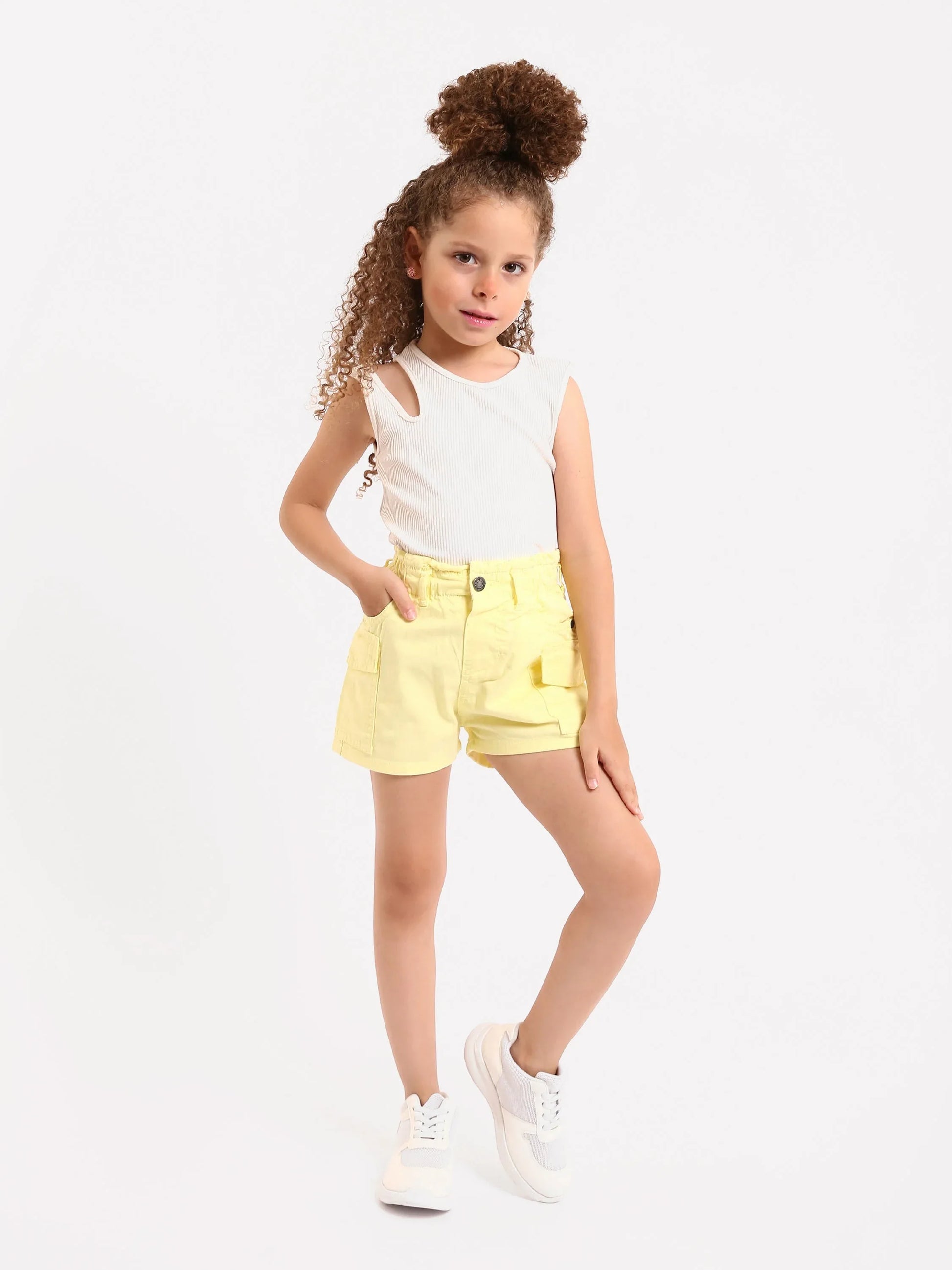 Shorts cargo fille beige et jaune - SHR24SGBP70622MG1 - Justyol