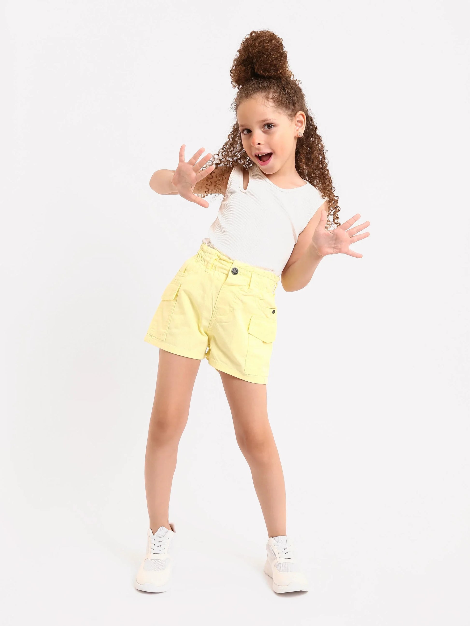 Shorts cargo fille beige et jaune - SHR24SGBP70622MG1 - Justyol