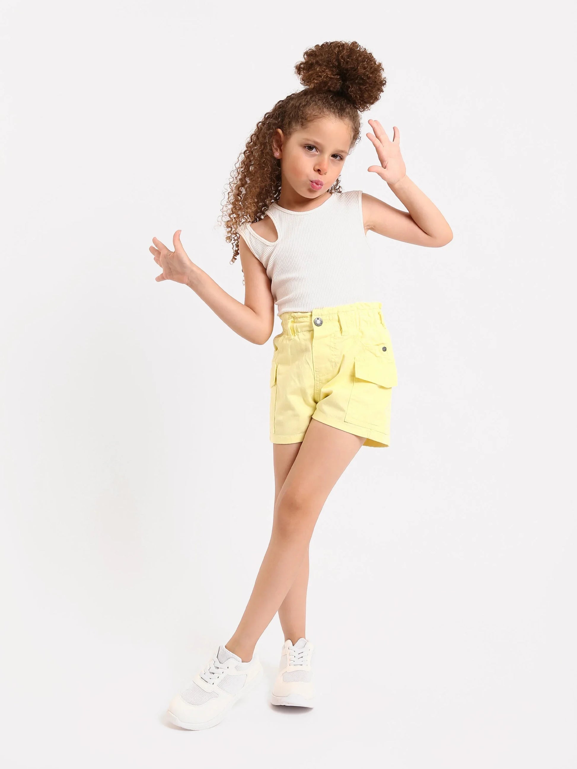 Shorts cargo fille beige et jaune - SHR24SGBP70622MG1 - Justyol