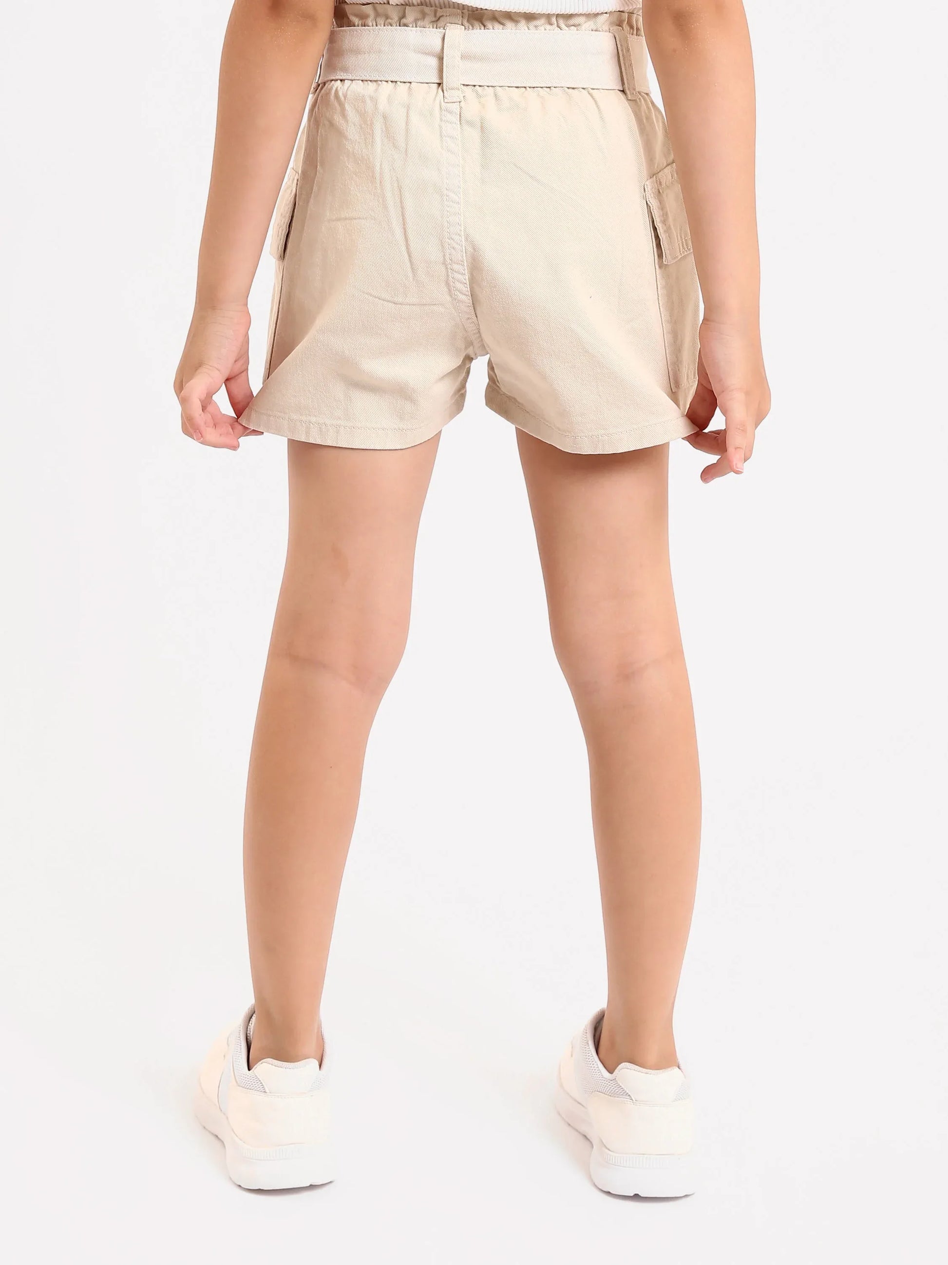 Shorts cargo fille beige et vert avec ceinture - SHR24SGBP70623MG1 - Justyol