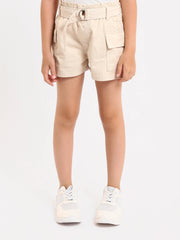 Shorts cargo fille beige et vert avec ceinture - SHR24SGBP70623MG1 - Justyol
