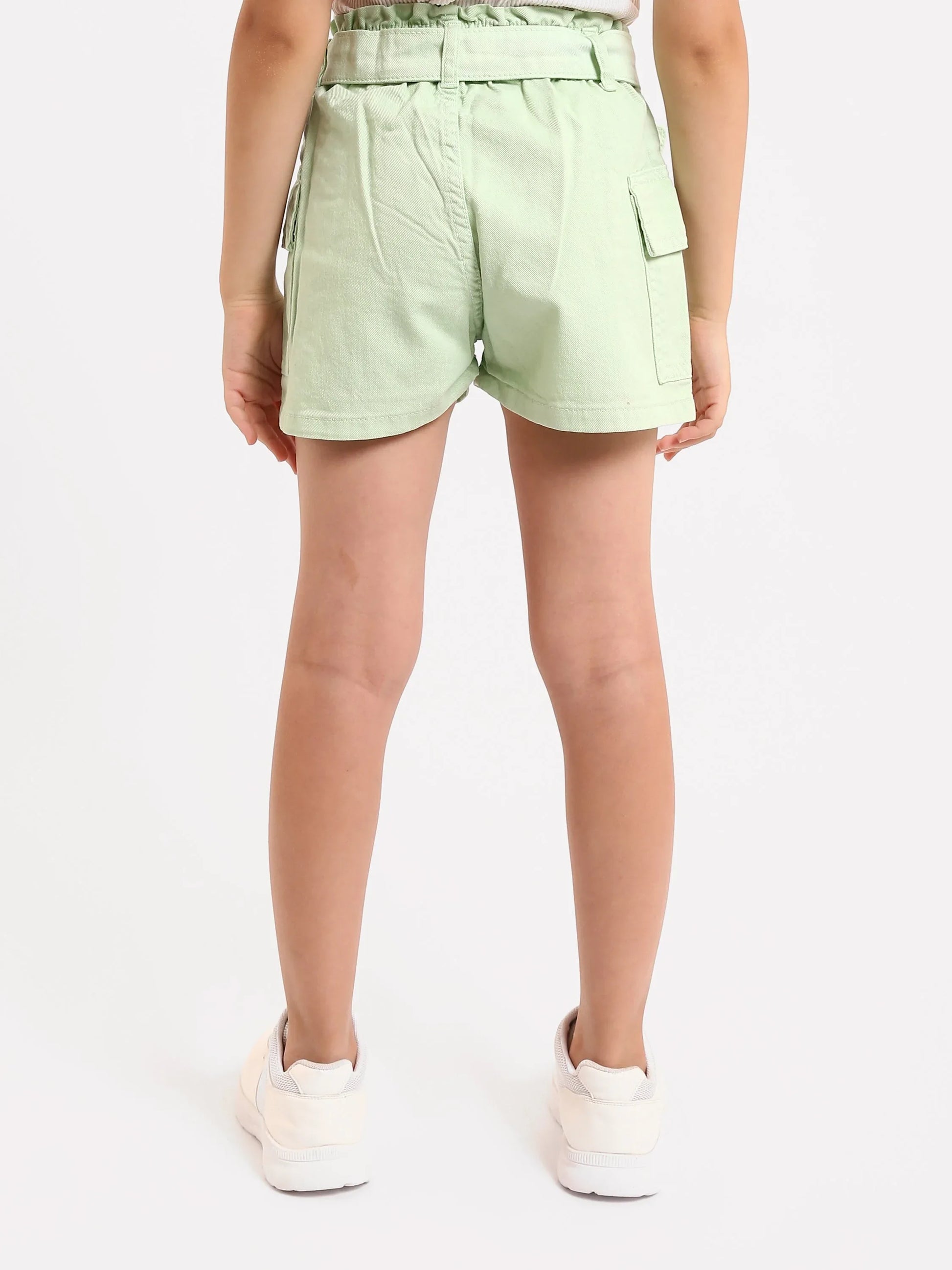 Shorts cargo fille beige et vert avec ceinture - SHR24SGBP70623MG1 - Justyol