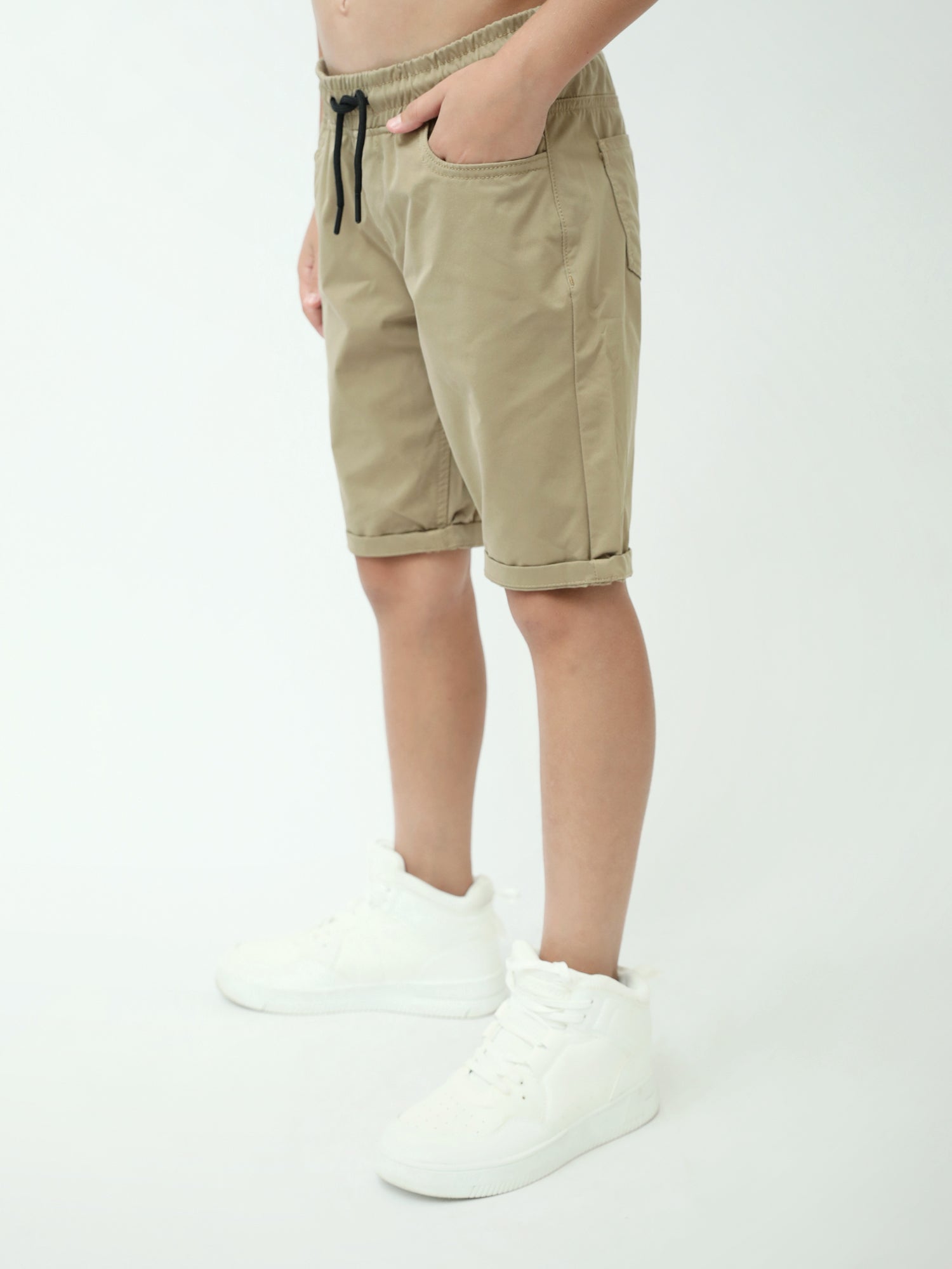 Bermuda chino ado garçon beige café – taille élastique, cordon - SHR24SGBP75315MJ1