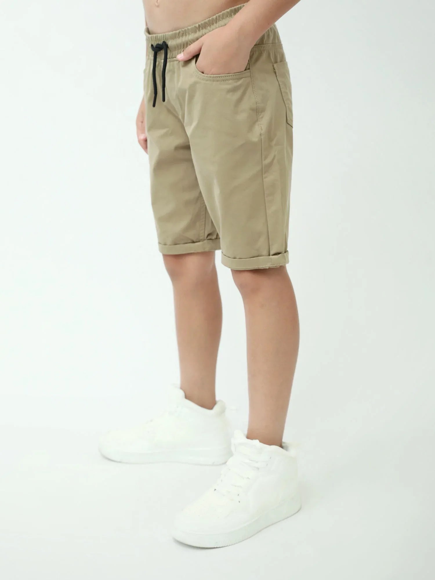 Bermuda chino ado garçon beige café – taille élastique, cordon - SHR24SGBP75315MJ1 - Justyol