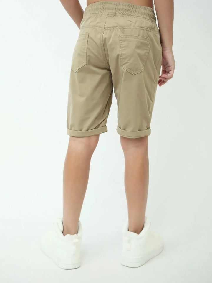 Bermuda chino ado garçon beige café – taille élastique, cordon - SHR24SGBP75315MJ1