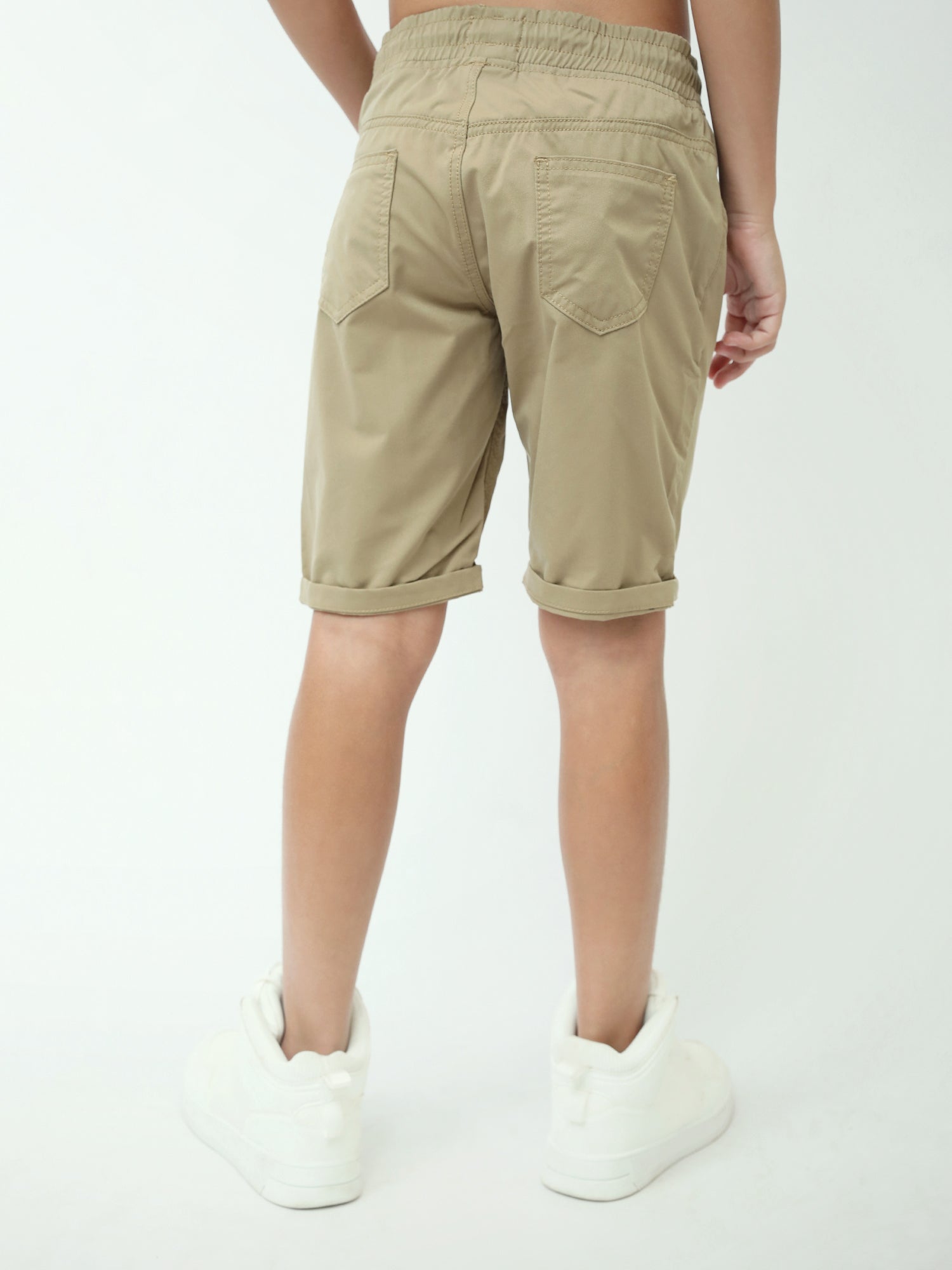 Bermuda chino ado garçon beige café – taille élastique, cordon - SHR24SGBP75315MJ1