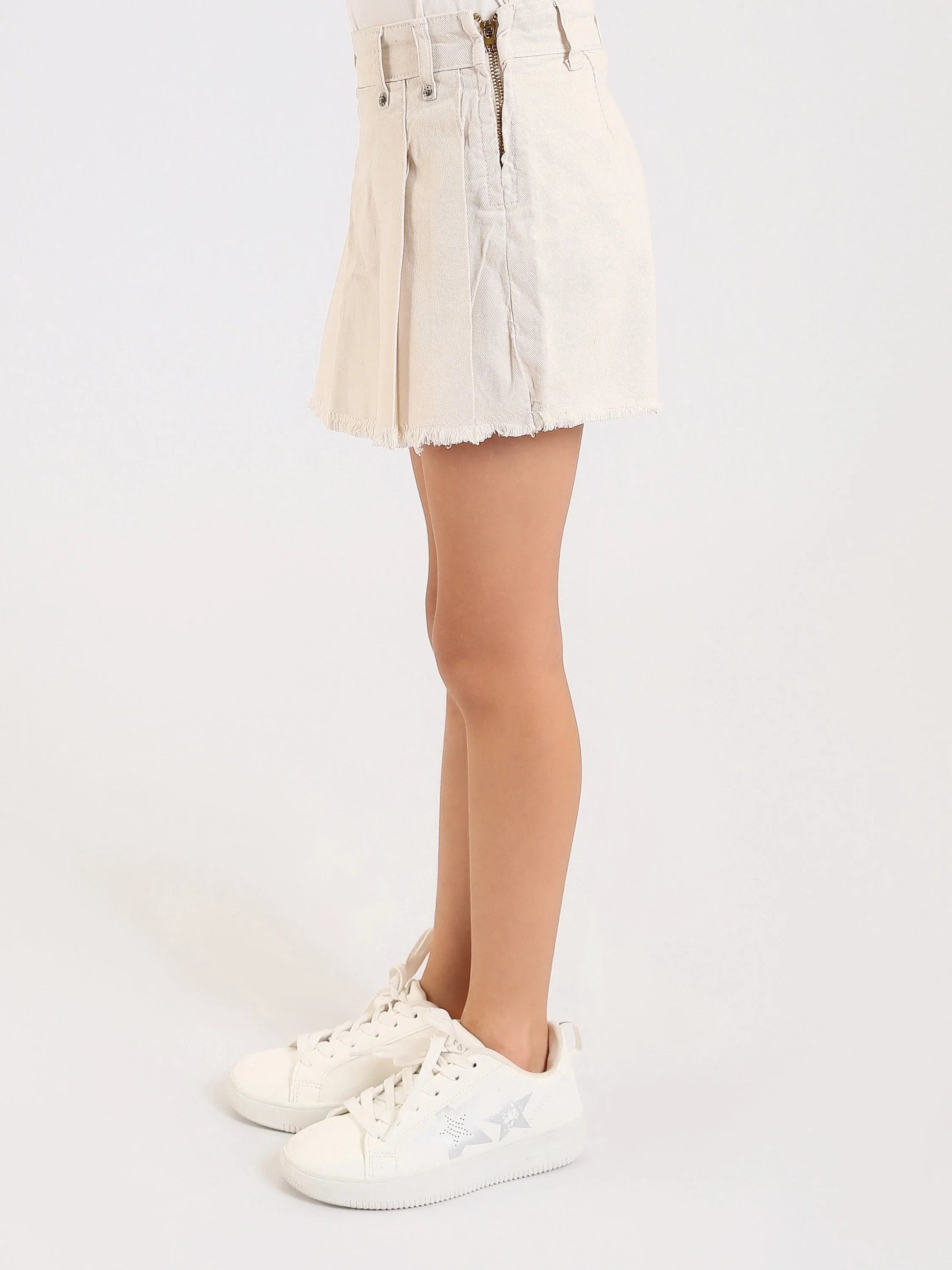 Jupe-short en jean beige pour fille - SHR24SGBS70654MG1 - Justyol