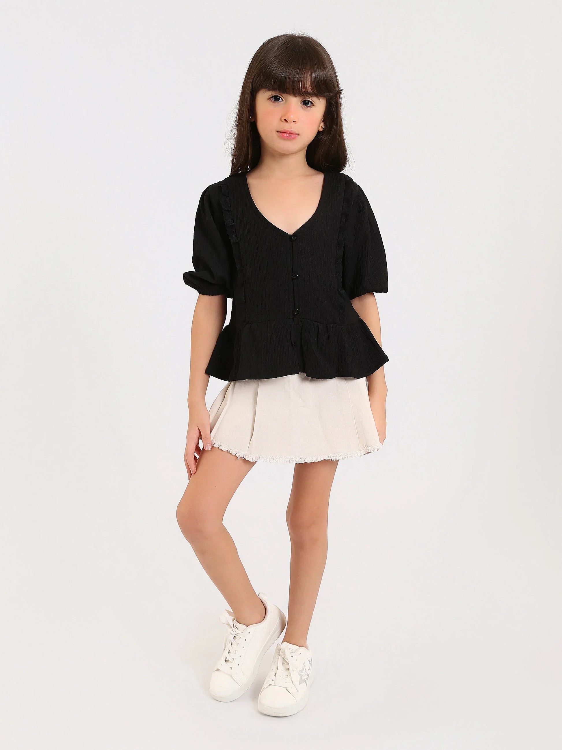 Jupe-short en jean beige pour fille - SHR24SGBS70654MG1 - Justyol
