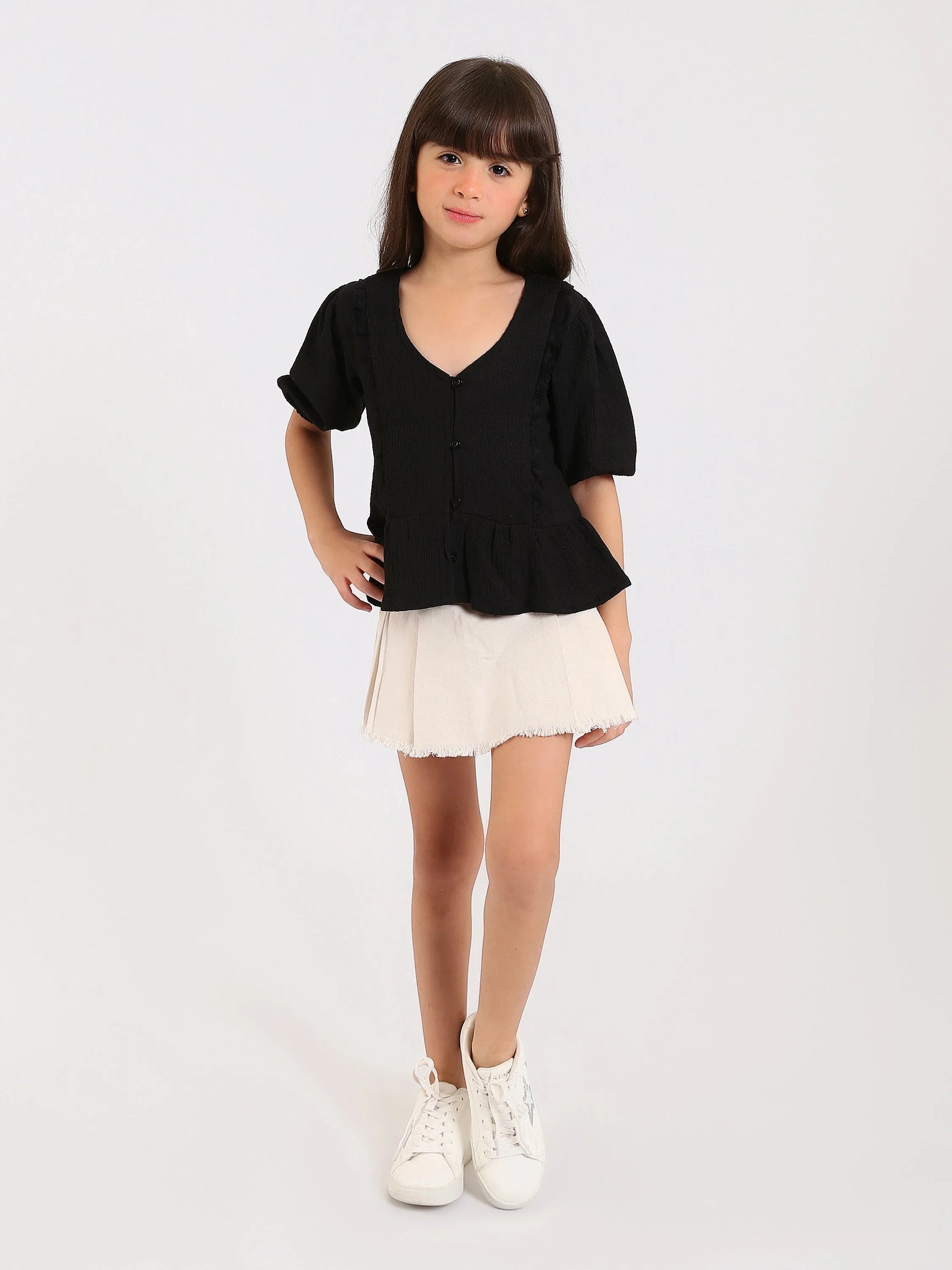 Jupe-short en jean beige pour fille - SHR24SGBS70654MG1 - Justyol